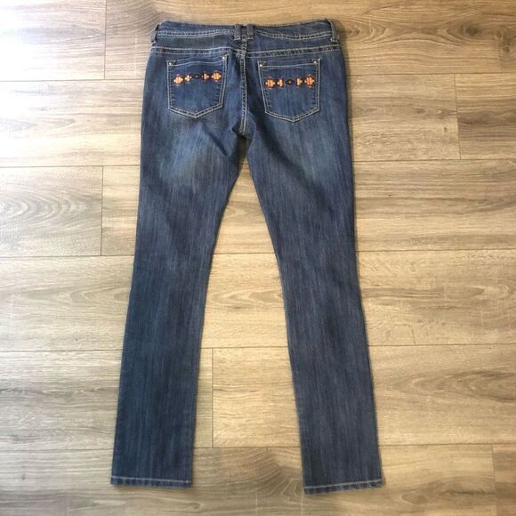 mudd tribal embroidered straight leg fit distressed holes size 5 L30” - Picture 2 of 10